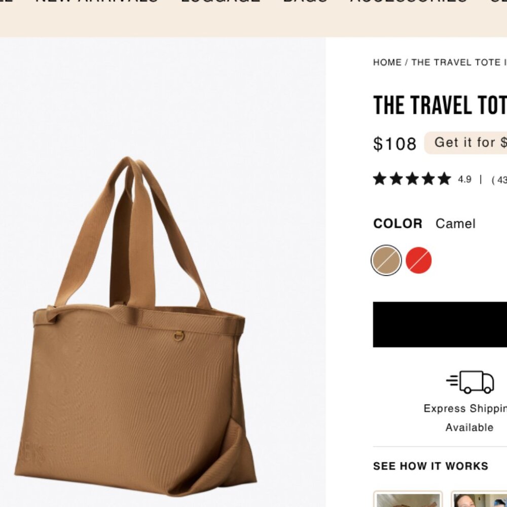 BEIS Travel Tote in Camel Brown
